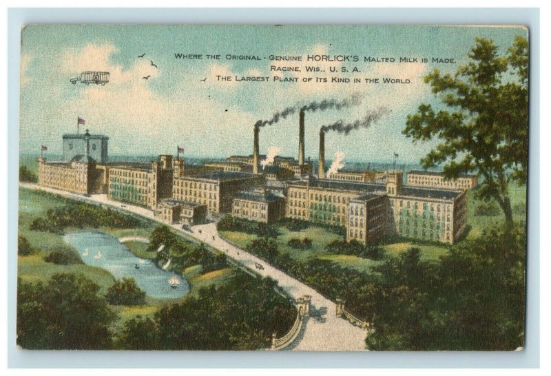 c. 1910 Horlicks Malted Milk Factory Advertising Racine, WS Postcard F58