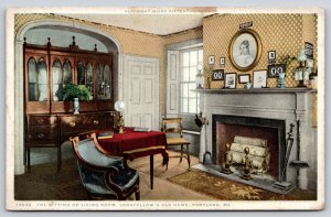 Detroit Pub Co~Portland Maine~Living Room @ Longfellows Old Home~Vintage PC