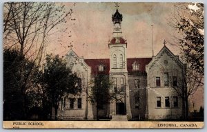 Postcard Listowel Ontario c1910s Public School Perth County *as is*