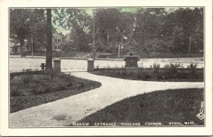 North Entrance Highland Common Athol Massachusetts MA WB Postcard VTG UNP Unused 