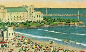 Postcard Auditorium and Band Stand overlooking Sea Lagoon,Long Beach  CA.    T8