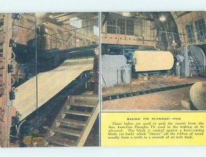 Pre-Chrome MAKING FIR PLYWOOD AT LUMBER MILL Published In Milwaukee WI AG3706