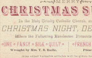 1885 Christmas Dinner Ticket Dec. 25th Holy Trinity Church Present Given F46