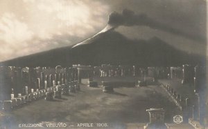 1906 Mt Vesuvius Eruption Real Photo Postcard Pompeii Ruins Napoli Italy