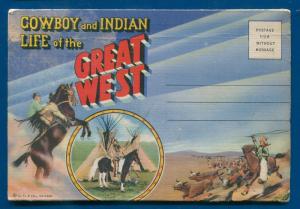 Cowboy & Indian Life of the Great West Cattle Tepees horses postcard folder