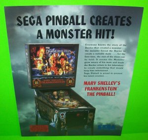Frankenstein Pinball FLYER 1995 Vintage Retro Horror Monsters Original Artwork