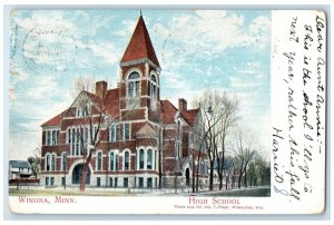 1908 High School Exterior Building Winona Minnesota MN Vintage Antique Postcard