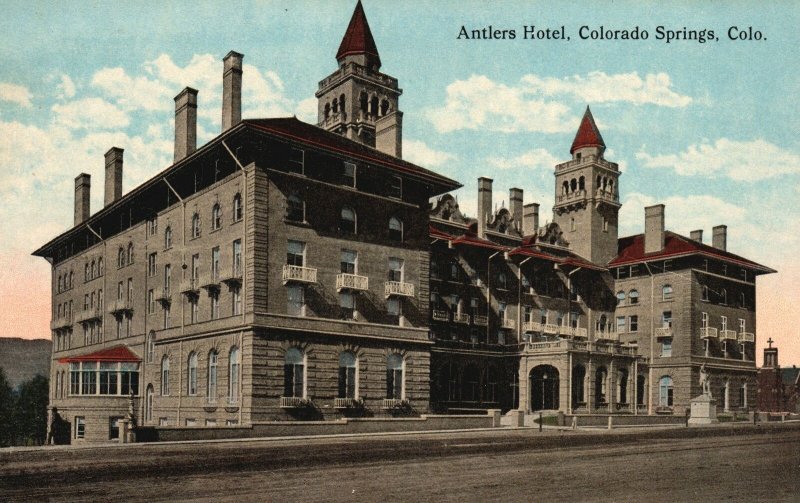 Vintage Postcard Antlers Hotel Historic Landmark Colorado Springs Colorado CO