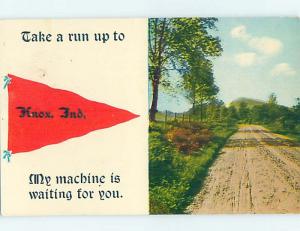 Divided-Back PENNANT POSTCARD Knox Indiana IN HM5316