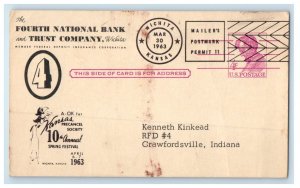 1963 Fourth National Bank Wichita Kansas KS KPS Philatelic Festival Postcard