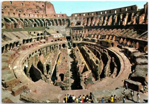 VINTAGE CONTINENTAL SIZE POSTCARD INTERIOR OF THE COLISEUM AT ROME ITALY