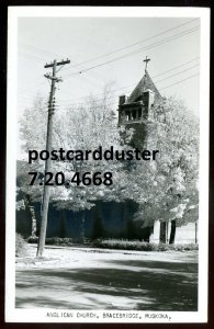 h441 - BRACEBRIDGE Ontario 1940s Muskoka. Anglican Church. Real Photo Postcard