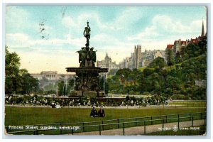 1908 Princes Street Gardens Edinburgh Scotland Posted Antique Postcard