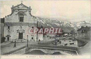 Old Postcard Annecy Eglise Saint Francois and the Channels