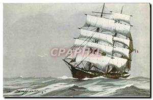 Postcard Old Boat Haffner Trois Mats boat