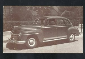 1948 PLYMOUTH 2 DR SEDAN VINTAGE CAR DEALER ADVERTISING POSTCARD MOPAR