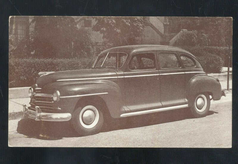 1948 PLYMOUTH 2 DR SEDAN VINTAGE CAR DEALER ADVERTISING POSTCARD MOPAR