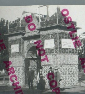 Estherville IOWA RPPC 1907 CORN PALACE Crop Art HARVEST FESTIVAL nr Lake Okoboji