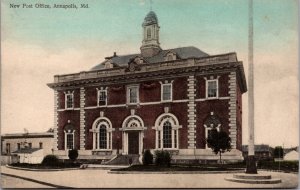 Hand Colored Postcard United States Post Office Building in Annapolis, Maryland