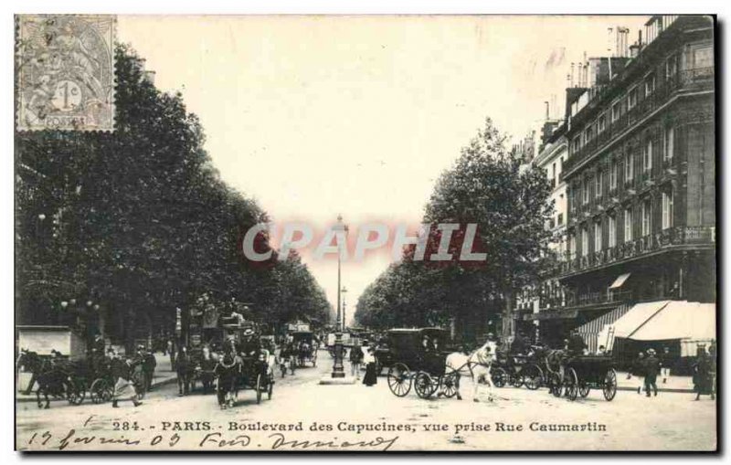 Paris Old Postcard Boulevard des Capucines view taken rue Caumartin