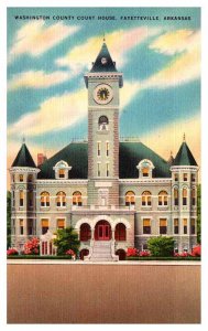 Postcard COURT HOUSE SCENE Fayetteville Arkansas AR AP8580