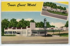 Tower Court Motel US 67 60 Poplar Bluff Missouri linen postcard