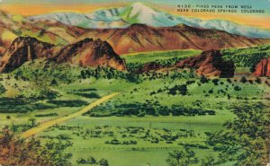 USA Pikes Peak From Mesa Near Colorado Springs Vintage Linen Postcard 07.31