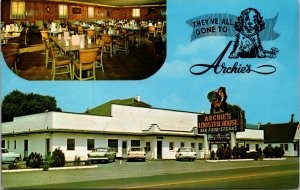 Postcard Archie's Lobster House on U.S. 11 and 220 in Roanoke, Virginia