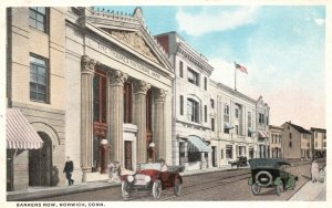 Norwich Connecticut, The Thames National Bank, Bankers Row, Vintage Postcard