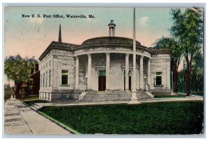 1915 New US Post Office Waterville Maine ME Posted Antique Postcard 