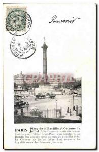 Paris - 11 - Bastille Square and column July- Old Postcard