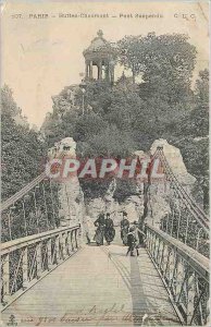 Old Postcard Paris Buttes Chaumont Suspension Bridge