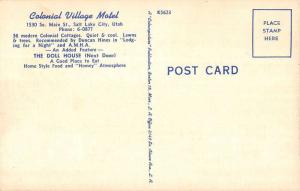 Salt Lake City Utah view of Colonial Village Motel linen antique pc Z22341