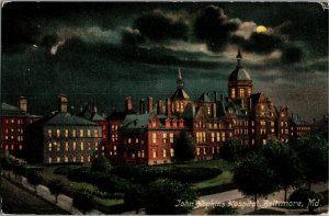 John Hopkins Hospital at Night, Baltimore MD c1911 Vintage Postcard W40