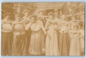 c1910's Women Eating Watermelon RPPC Photo Posted Antique Postcard