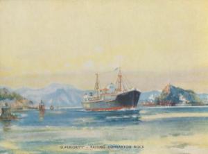 MT MS Superiority Passing Dumbarton Rock Old Rare Liner Ship Postcard