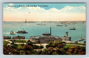 New York City NY, Aquarium in Battery Park & Harbor, Vintage Postcard 