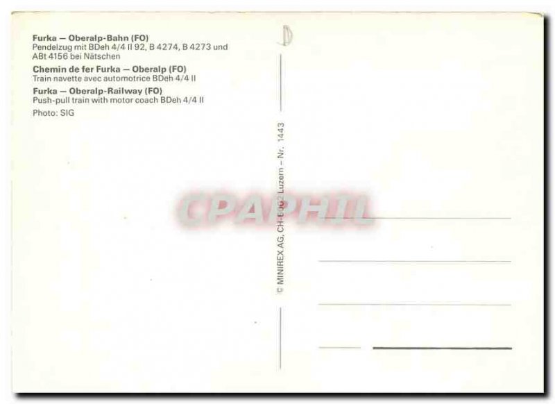 Modern Postcard Furka Oberalp Railway Train Push Pull with motor coach BDeh 4...