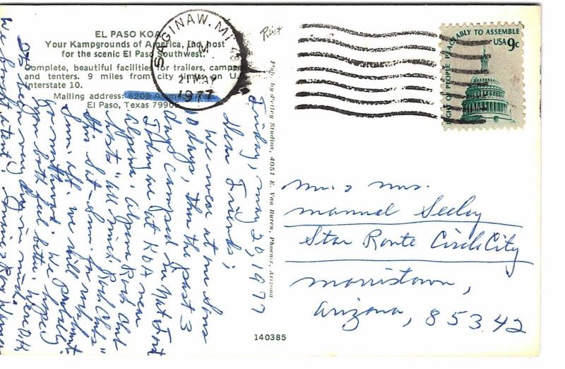 El Paso KOA Campgrounds 1977 TX