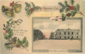 C-1910 Fresno California Post Office Tulare hand colored 8917