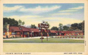 Dean's Motor Lodge South Main Salt Lake City Utah linen postcard