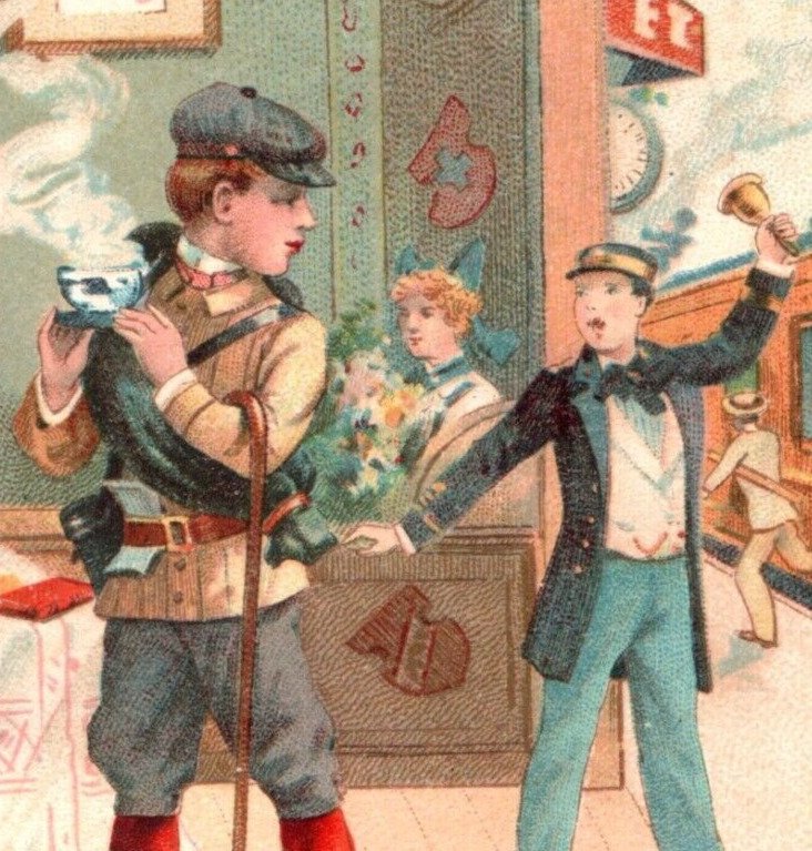 1880s-90s Trébucien Gourmet Chocolate Railroad Soldier Café Lot Of 5 F155