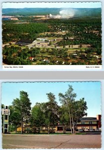 2 Postcards TERRACE BAY, ONTARIO Canada ~ Aerial & TERRACE BAY MOTOR HOTEL 4x6