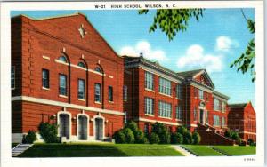 WILSON, North Carolina  NC    HIGH SCHOOL  ca 1940s Linen   Postcard