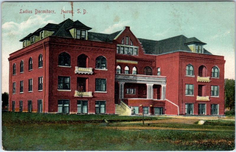 HURON, SD South Dakota  LADIES DORMITORY Huron University?  c1910s  Postcard 