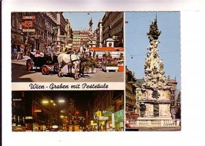 Downtown, Night Scene, Statue, Vienna, Austria, Used 1976