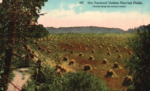 Vintage Postcard 1913 Our Farmers' Golden Harvest Fields Along Country Roads
