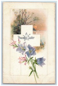 Easter Postcard Cross Flowers Winsch Back Oakland California CA Silk 1908 Posted