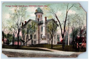 1909 Portage County Court House Steves Point Wisconsin WI Antique Postcard