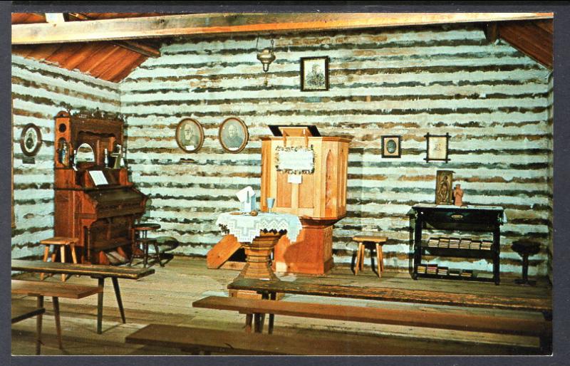 Interior of Log Church,Swiss Historical Village,New Glarus,WI